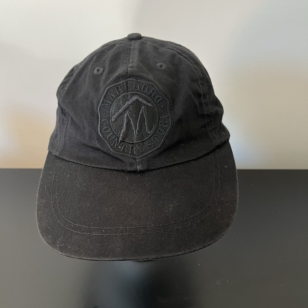 VINTAGE Marlboro Hat Cap Strap Back Black Country Store Cowboy Cigarette 90s